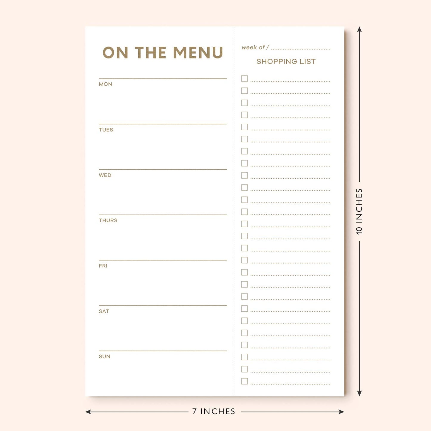 Sweetzer & Orange Gold Meal Planner and Grocery List Magnetic Notepad. 7x10” Meal Planning Pad with Tear Off Shopping List. Plan Weekly Menu Food for Weight Loss or Dinner List for Family!