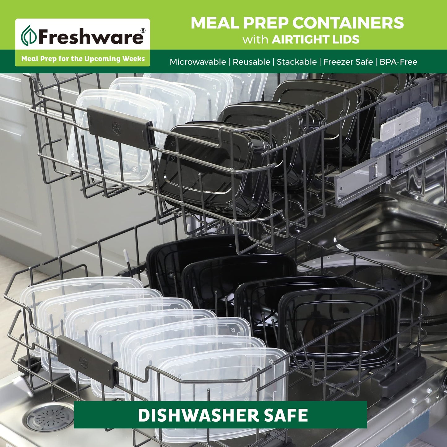 Freshware Meal Prep Containers [50 Pack] 1 Compartment Food Storage Containers with Lids, Bento Box, BPA Free, Stackable, Microwave/Dishwasher/Freezer Safe (16 oz)